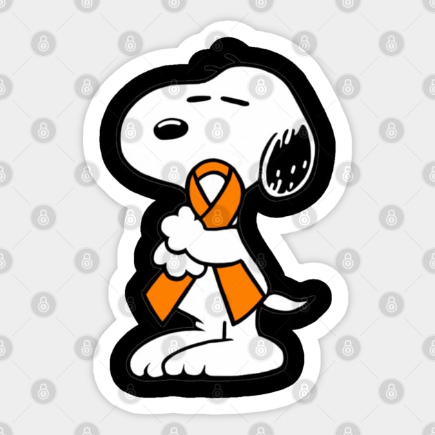 Dog Hugging an Awareness Ribbon (Orange) Sticker by CaitlynConnor